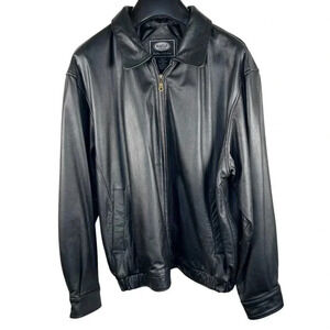 Austin Clothing Co. Size XL Men Leather Coat Black Bomber Jacket